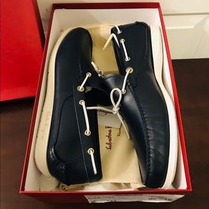 Salvatore Ferragamo loafer boat shoes marin blue NEW authentic size 12 men